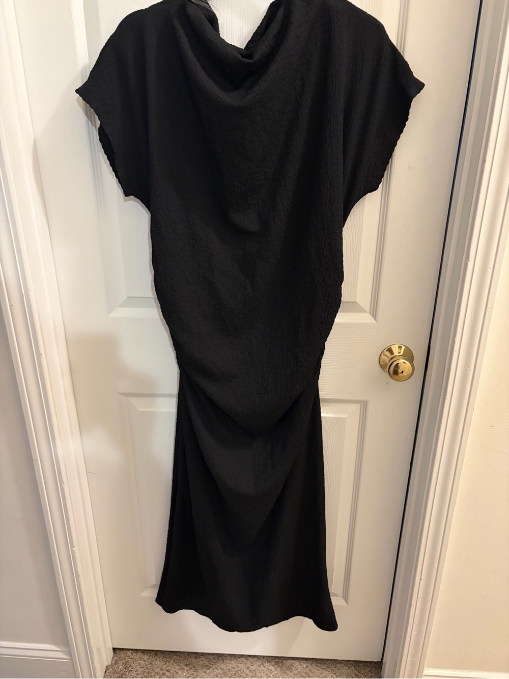 Black Draped Cowl Maxi Dress
